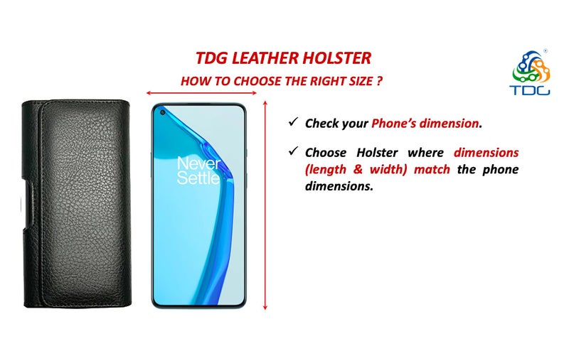 TDG PU Leather Belt Pouch Holster for Apple iPhone Smartphones & Mobiles (Display 5.5 to 6.7 Inches) – Compatible with 6.7" Models (Black) - Image 5