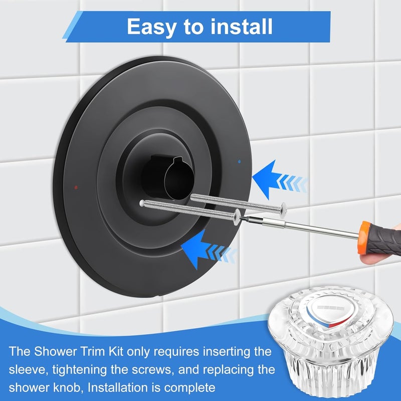 UCDETD Matte Black Shower Trim Kit, Compatible with Moen T470 31661SN Shower Trim Kit and Tub/Shower Trim, for Moen 1225 Trim Kit, Includes Escutcheon, Tubes, Shower Handle and Screws - Image 5