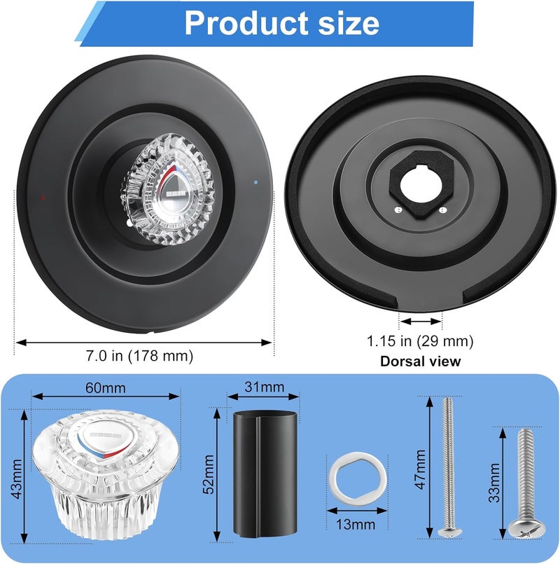 UCDETD Matte Black Shower Trim Kit, Compatible with Moen T470 31661SN Shower Trim Kit and Tub/Shower Trim, for Moen 1225 Trim Kit, Includes Escutcheon, Tubes, Shower Handle and Screws - Image 2