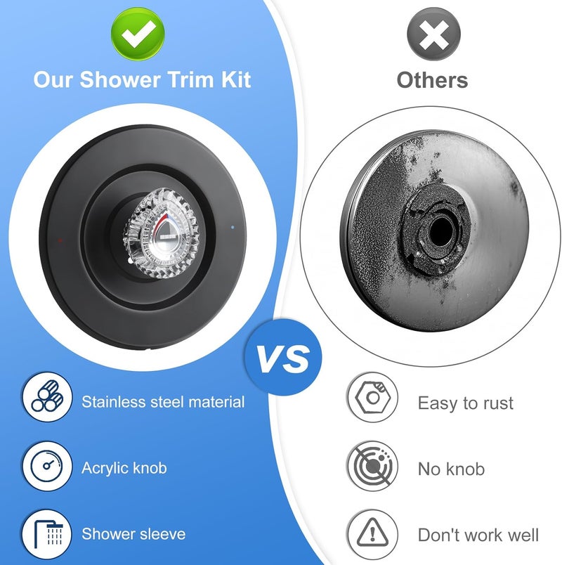 UCDETD Matte Black Shower Trim Kit, Compatible with Moen T470 31661SN Shower Trim Kit and Tub/Shower Trim, for Moen 1225 Trim Kit, Includes Escutcheon, Tubes, Shower Handle and Screws - Image 4