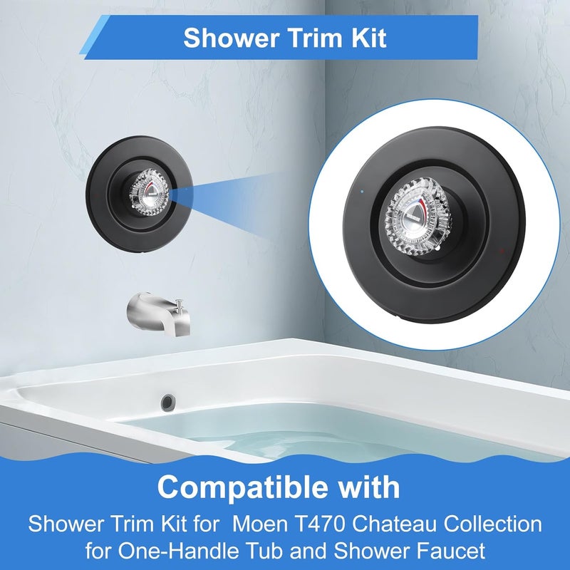 UCDETD Matte Black Shower Trim Kit, Compatible with Moen T470 31661SN Shower Trim Kit and Tub/Shower Trim, for Moen 1225 Trim Kit, Includes Escutcheon, Tubes, Shower Handle and Screws - Image 3