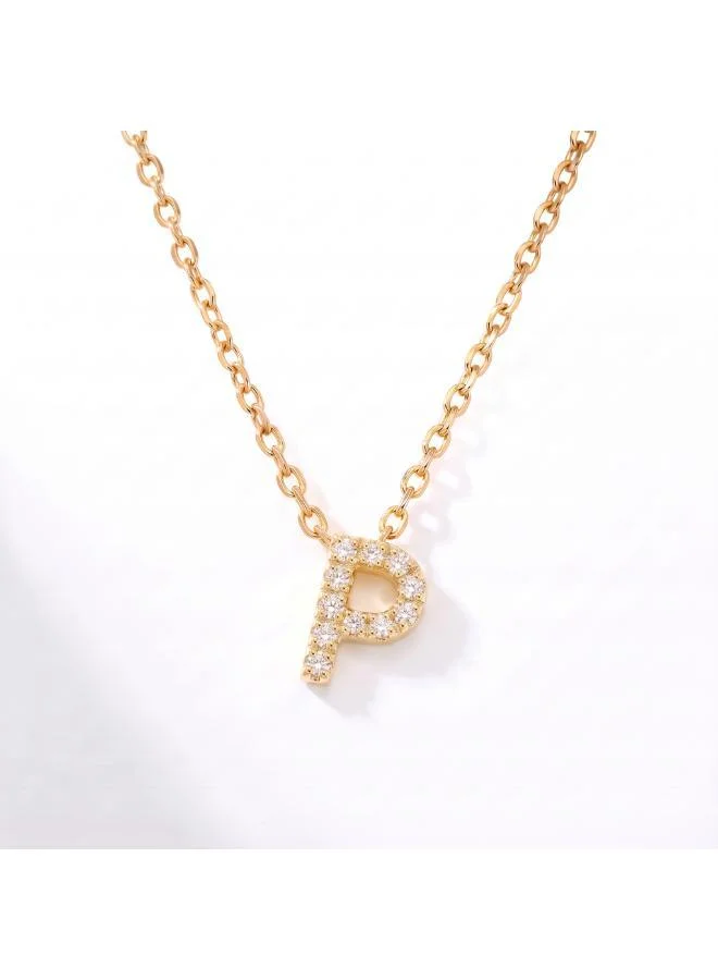 Letter P  Initial Pendant Necklace 18k Gold Plated