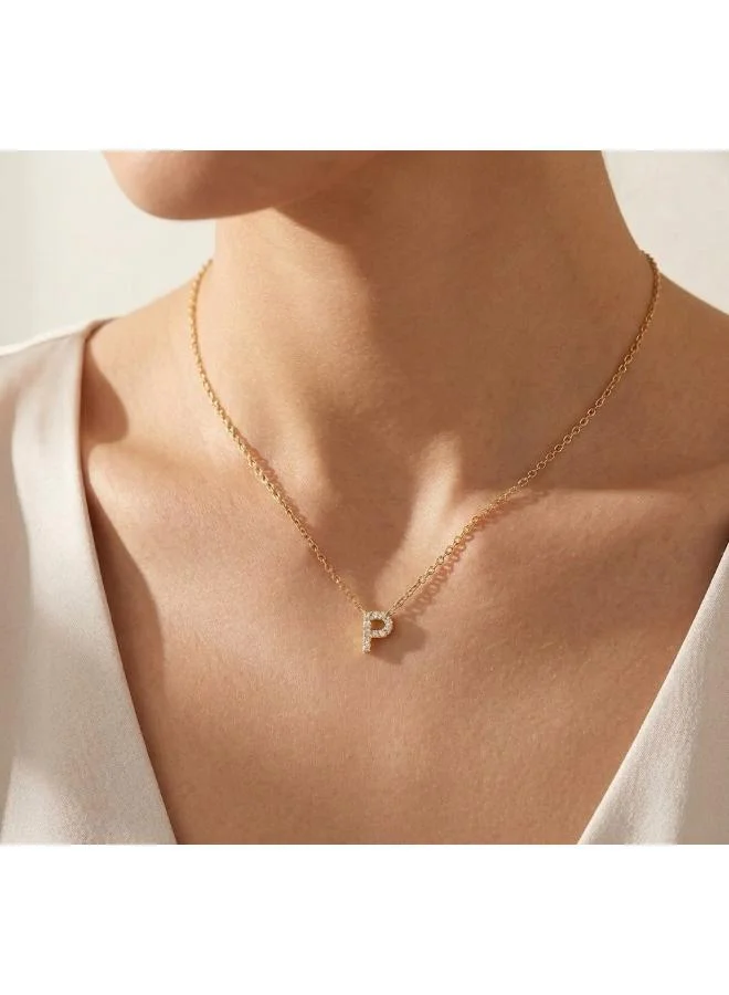 Rovaux  Letter P  Initial Pendant Necklace 18k Gold Plated for Women | Best Price UAE