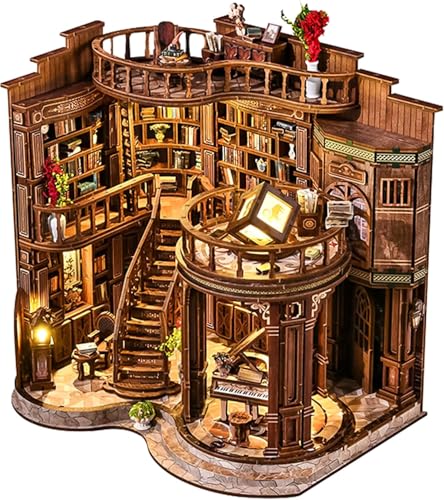 Spilay DIY Book Nook Kits for AdultsDreamy Book Hall Book Nook Kit with LED Light3D Wooden Puzzle DIY Miniature Dollhouse KitCreative Bookshelf DecorUnique Gift for TeensBook Lovers - Image 1