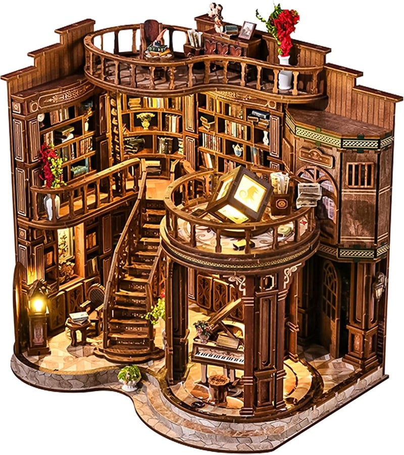 Spilay DIY Book Nook Kits for AdultsDreamy Book Hall Book Nook Kit with LED Light3D Wooden Puzzle DIY Miniature Dollhouse KitCreative Bookshelf DecorUnique Gift for TeensBook Lovers - Image 3