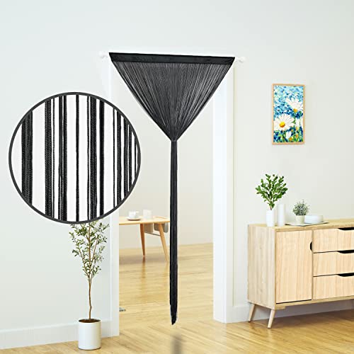 YaoYue Doorway String Curtain Door Curtains,Boho Hippie Hanging Patio Tassels Screen Room Decor Bedroom Wall Window Closet Kitchen Living Room Fringe Divider Panel Laundry Room(39×79in/100×200cm, Black) - Image 3