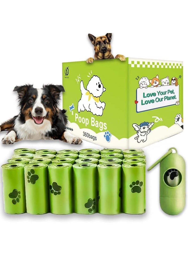 INFLUX 24 Rolls-360pcs Dog Poop Bags,Basics Standard Dog Waste Bags with Dispenser and Leash Clip,Cat Puppy Thick and Strong Biodegradable Leak Proof Eco- Friendly Pet Dog Supplies - Image 1