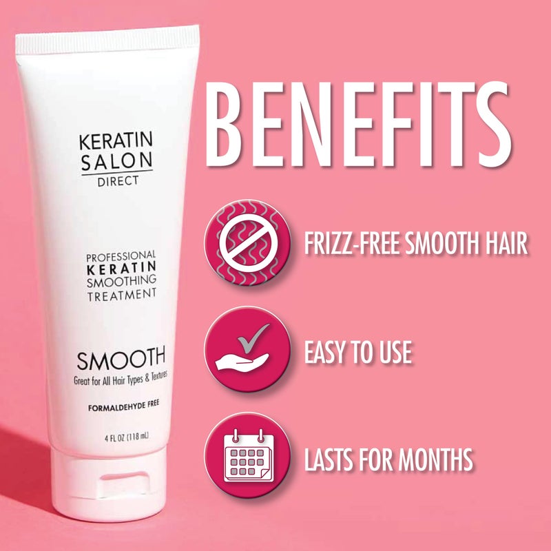 Keratin Salon Direct Keratin Hair Treatment, 4 oz | Frizz Control, Formaldehyde Free, Salon Quality, Smoothing Treatment, Long Lasting, Cream for All, Frizzy, Curly, Dry, Damaged Hair - Image 2