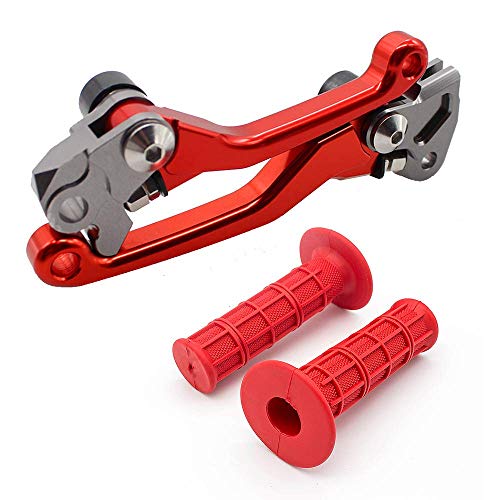 Krace CNC Motorcross Dirt Bike Pivot Brake Clutch Levers Set Fit For Honda CRF250R CRF450R 20042006 CR125R250R 20042007 CRF250X CRF450X 20042017 w 78 22mm Rubber Hand Grips - Image 1