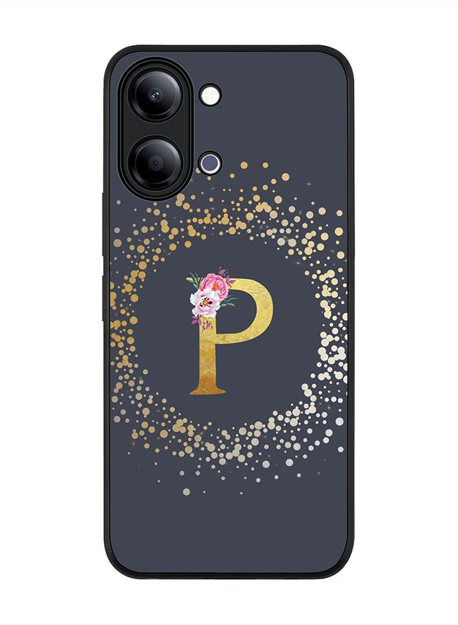 Stylizedd For vivo Y21 / Y11 Case,Slim fit Camera Protection, Shockproof Thin Phone cover  - Custom Monogram Floral - P  (Grey ) - Image 1