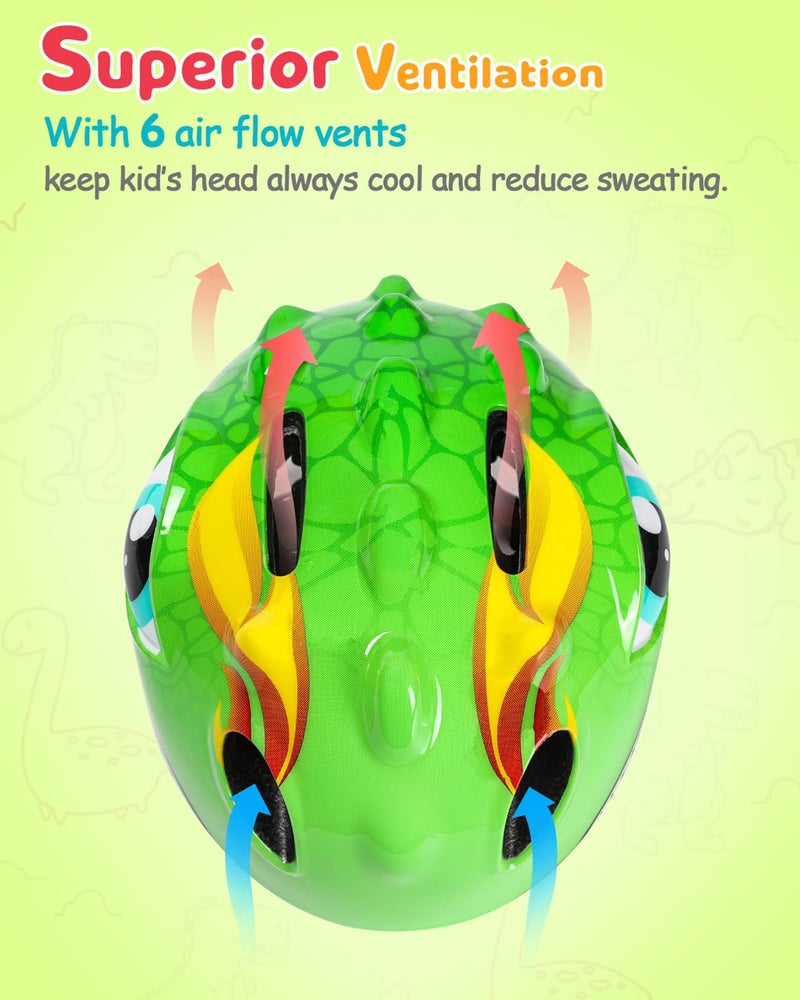 VICTGOAL خوذة دراجة للأطفال من VICTGOAL خفيفة الوزن 3D خوذة دراجة للأطفال للأولاد والبنات من عمر 3-8 سنوات لمتعددة الرياضات السكوتر وركوب الدراجات والتزلج (أخضر) - Image 4