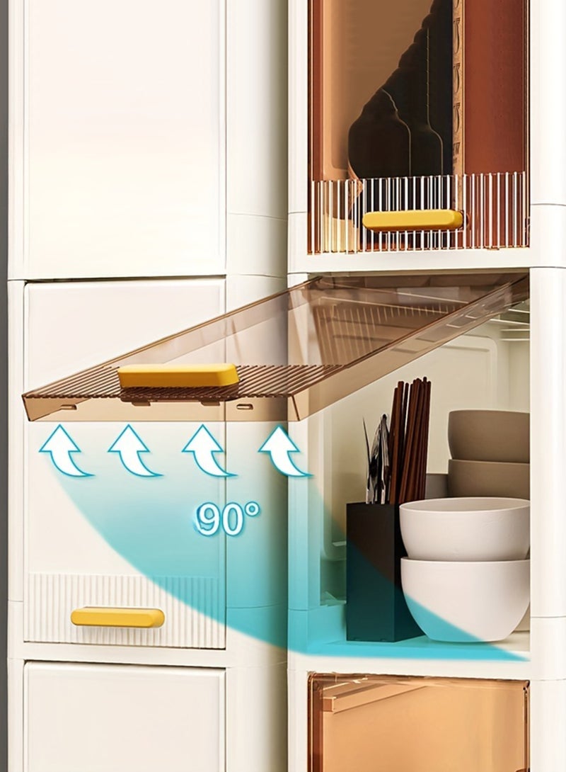 EzzySo خزانة تخزين بيضاء 5 طبقات مع عجلات - منظم قابل للطي ومضاد للغبار مثالي للألعاب والوجبات الخفيفة والملابس والأحذية - تصميم أنيق وعصري لغرفة المعيشة وتنظيم المنزل - Image 3