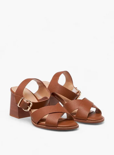 Celeste Women's Strappy Sandals with Block Heels and Buckle Closure