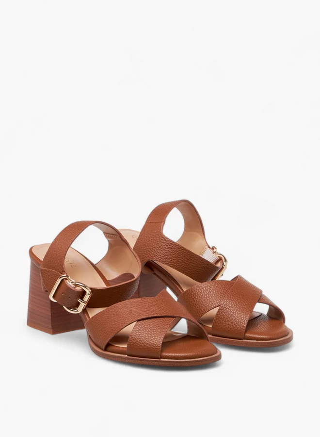 Celeste Women's Strappy Sandals with Block Heels and Buckle Closure