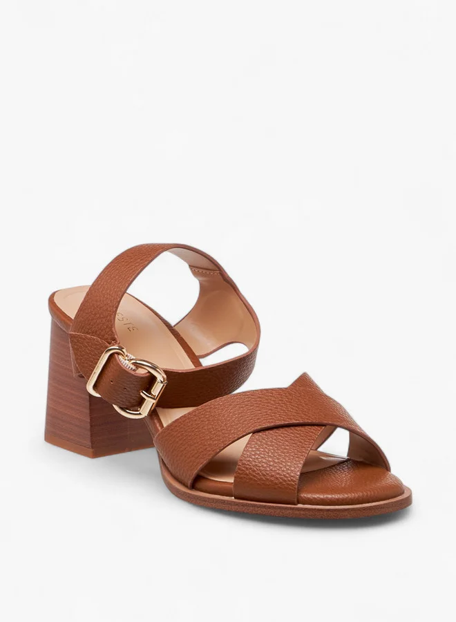 Celeste Women's Strappy Sandals with Block Heels and Buckle Closure