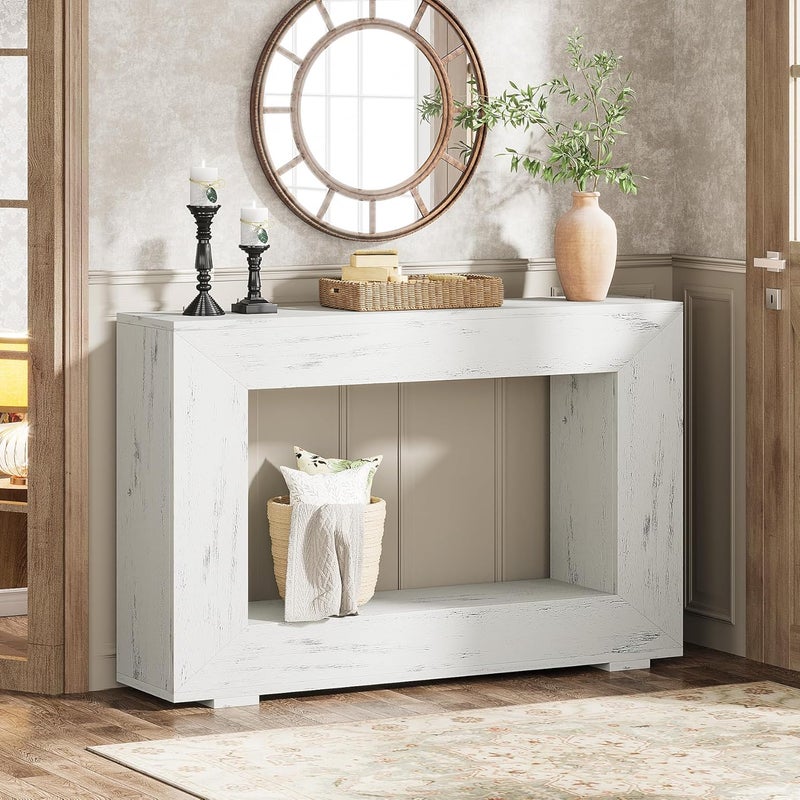 Tribesigns Farmhouse Console Table, 47 Inches Entryway Console Table with Storage, Industrial Hallway Accent Table for Living Room, Entrance - Image 1