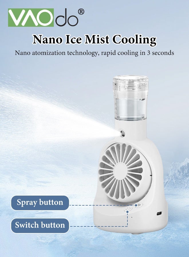 VAOdo Portable Handheld Misting Fan, Rechargeable Battery Operated Spray Water Mist Fan Foldable，4 Speeds Rechargeable Fan，Small Personal Cooling Fans for Outdoor,Travel, Makeup, Home, Office - Image 4