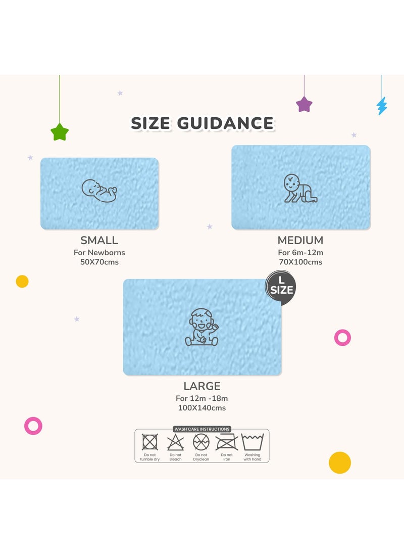 R for Rabbit - R for Rabbit Waterproof Quick Dry Sheet Bliss for Baby | Anti-Piling Fleece Breatheable Fabric Extra Absorbent Instant Dry Baby Bed/Cot Protector Mat (Size-L,Blue-Purple,Pack of 2) - Image 1