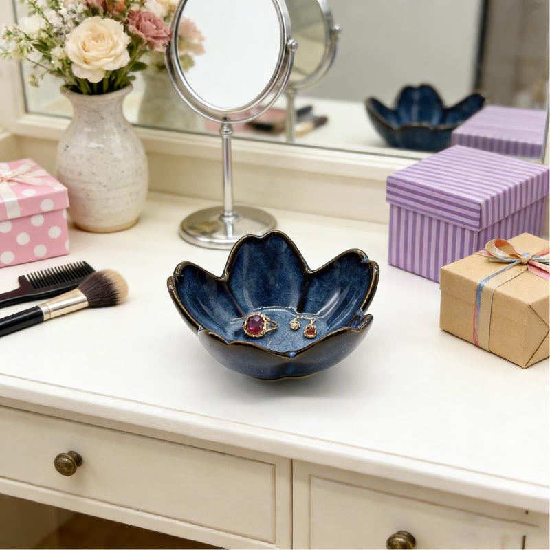 BESSKON Small Flower Ring Dish Jewlery Tray, Ceramic Jewelry Dish Tray Cute Room Nightstand Decor Trinket Dish Bathroom Ring Holder Jewelry Plate Bowl Christmas Friendship Birthday Gifts for Women Mom - Image 5