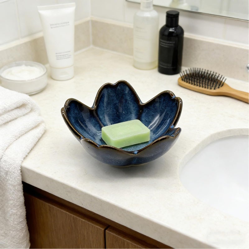 BESSKON Small Flower Ring Dish Jewlery Tray, Ceramic Jewelry Dish Tray Cute Room Nightstand Decor Trinket Dish Bathroom Ring Holder Jewelry Plate Bowl Christmas Friendship Birthday Gifts for Women Mom - Image 4