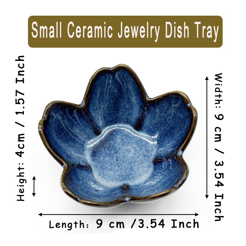 BESSKON Small Flower Ring Dish Jewlery Tray, Ceramic Jewelry Dish Tray Cute Room Nightstand Decor Trinket Dish Bathroom Ring Holder Jewelry Plate Bowl Christmas Friendship Birthday Gifts for Women Mom - Image 2