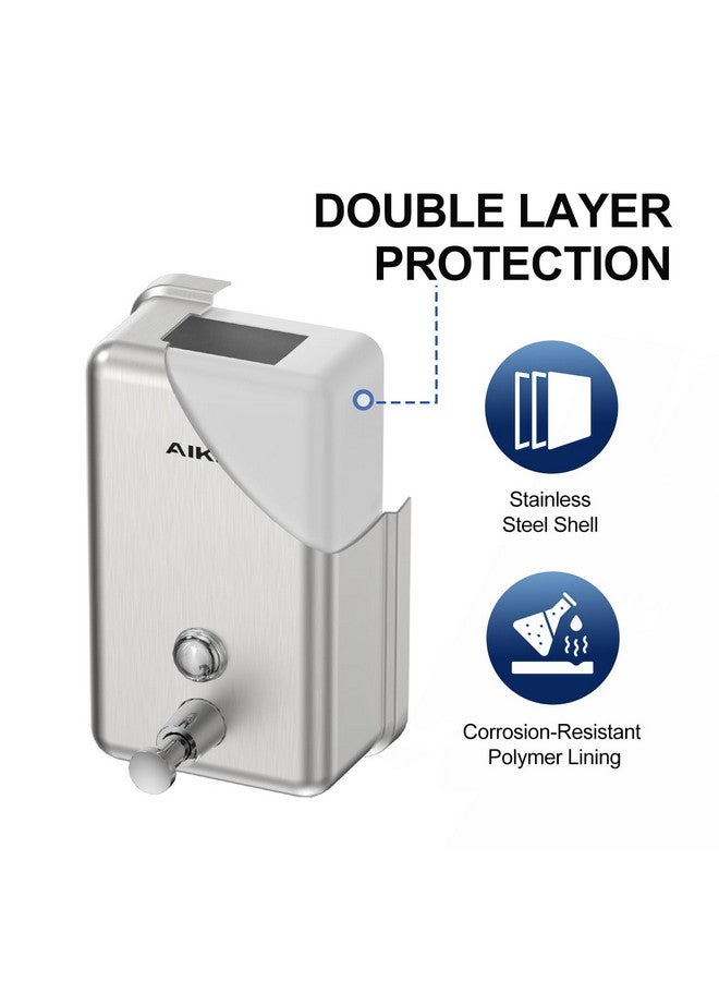 AIKE 37oz Surface Mount Stainless Steel Soap Dispenser for Commercial,Brushed Stianless Steel Finish Model AK1003 - Image 5