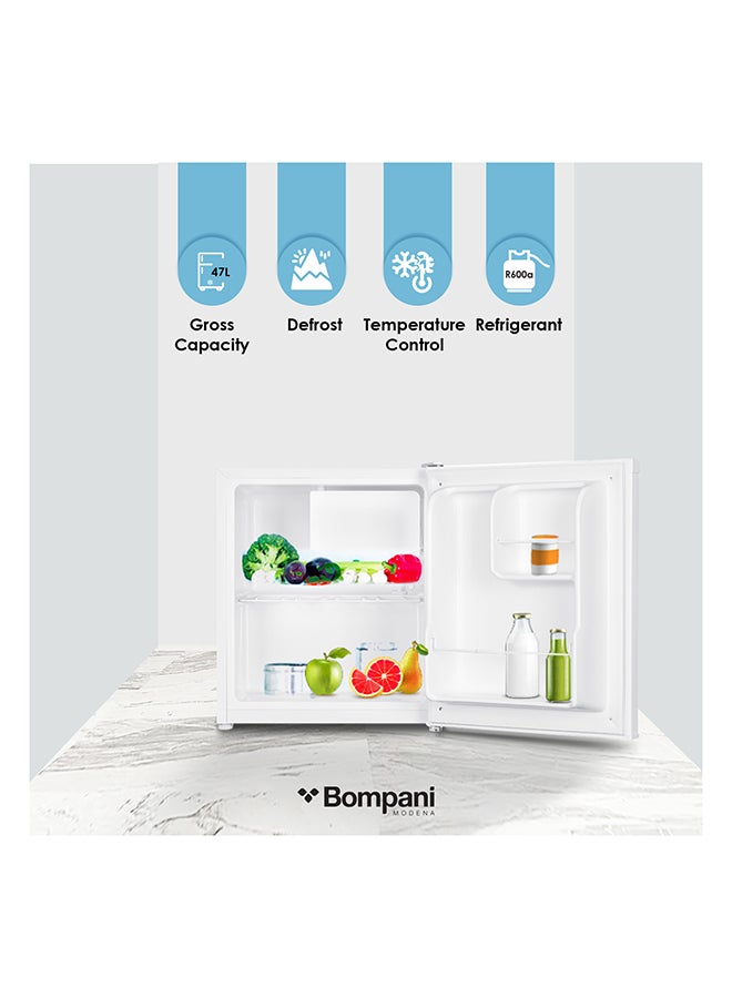 Bompani 47L Single Door Refrigerator, Defrost Fridge Freezer With Smart Sensor And Humidity Control With 1 Year Full And 5 Year Compressor Warranty - 64 L BR64 White - Image 2