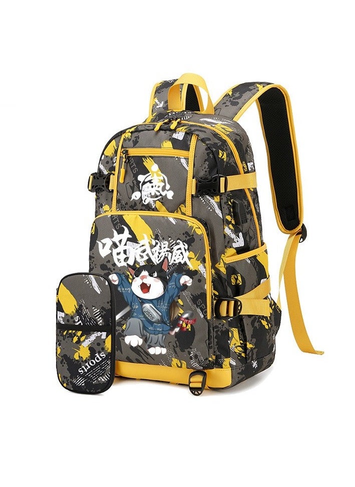 Generic - Junior High School Student Backpack Primary School Student Large Capacity School Bag  Pencil Case Set 41*14*28cm - Image 1