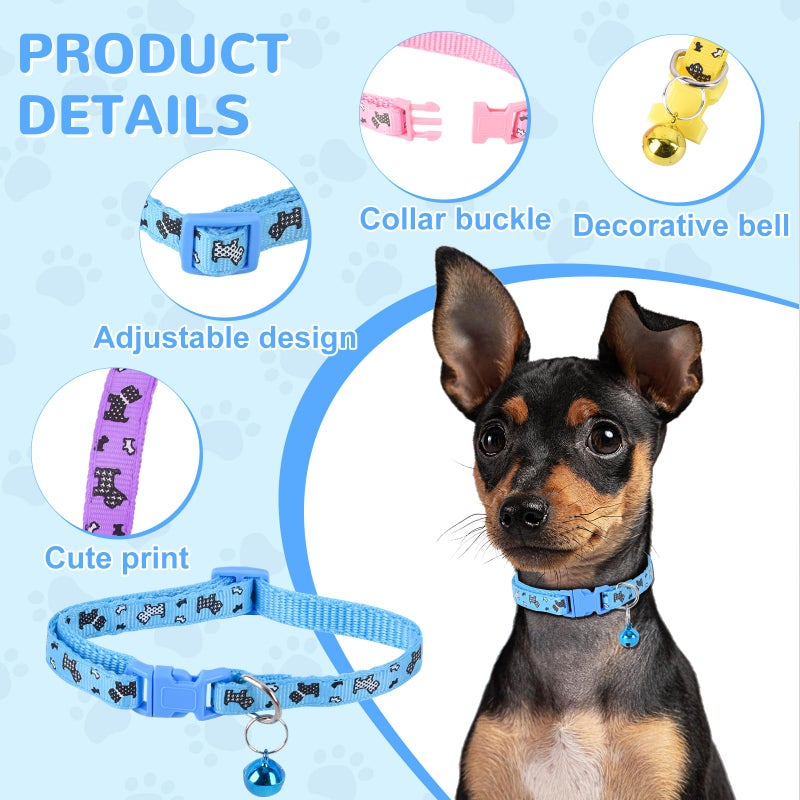 ChengFu XXS Dog Collar Teacup Dog Collar, Printed Dogs Collar, Mini Printed Dogs Collars, Teacup Dogs Collars for Puppies Cats, Pink, 3/8 inch Width - Image 3