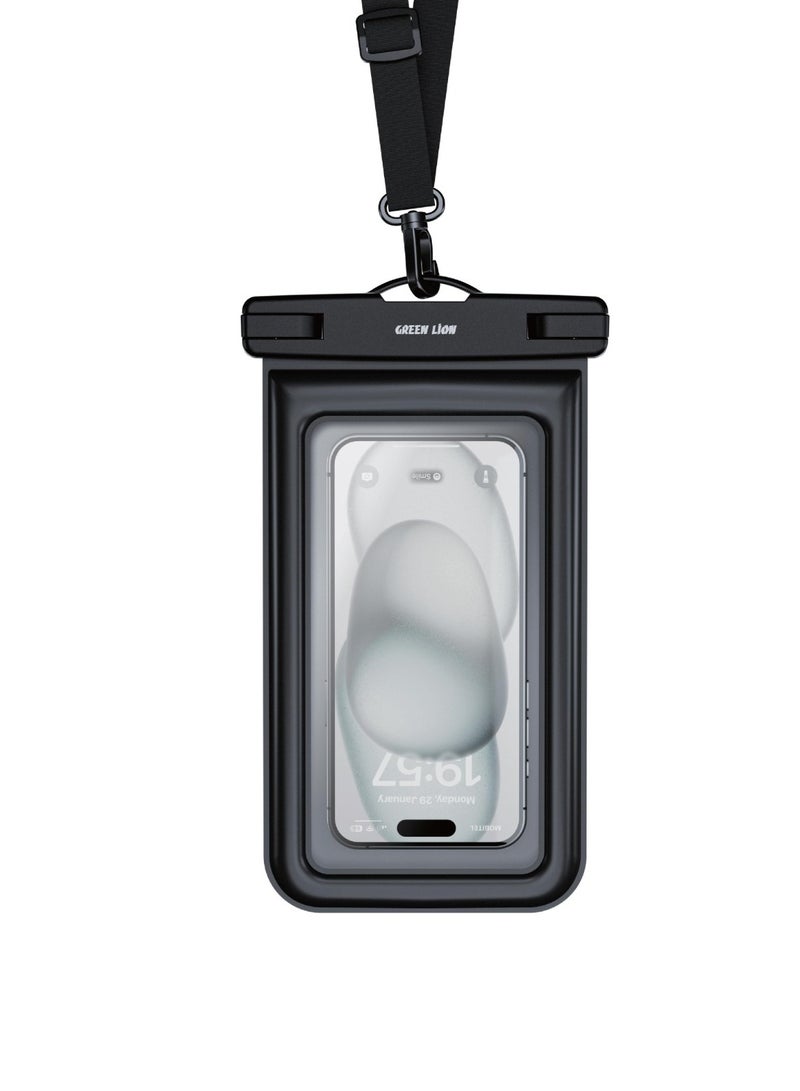 GREEN LION 7.2-inch Waterproof Pouch IPX8 for Phones / Scratch Resistant / Dustproof / Underwater Photography / Perfectly Sealed / Adjustable Lanyard / Clear & Sensitive Touchscreen - Image 1