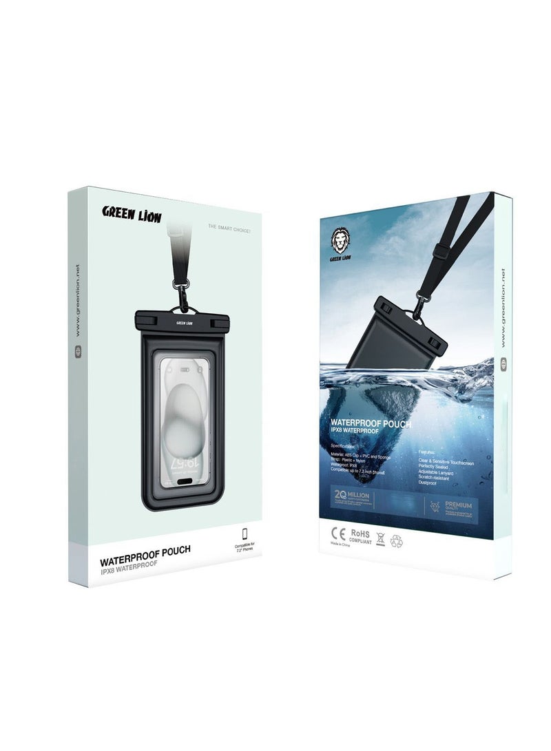 GREEN LION 7.2-inch Waterproof Pouch IPX8 for Phones / Scratch Resistant / Dustproof / Underwater Photography / Perfectly Sealed / Adjustable Lanyard / Clear & Sensitive Touchscreen - Image 2