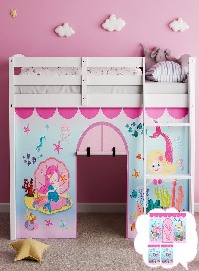 YRDKB Mermaid Bunk Bed Curtains - 33H Premium and Customizable Cartoon Loft Bed Curtains for Children to Enhance The Imaginative Creation Bedroom Curtains(3PCS,Full) - Image 1
