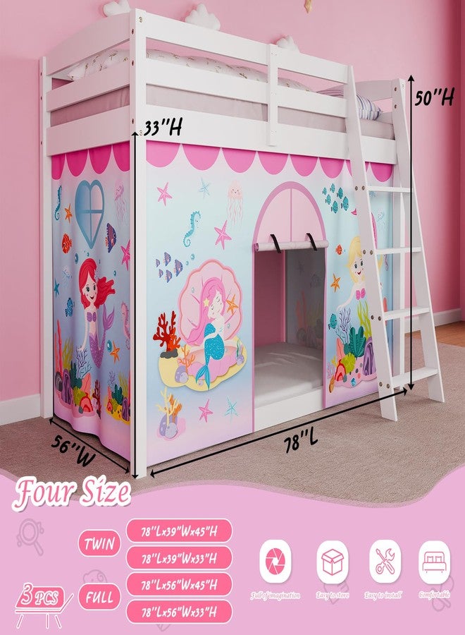 YRDKB Mermaid Bunk Bed Curtains - 33H Premium and Customizable Cartoon Loft Bed Curtains for Children to Enhance The Imaginative Creation Bedroom Curtains(3PCS,Full) - Image 2