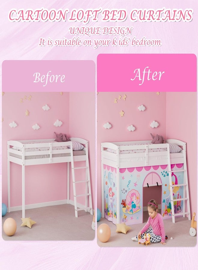 YRDKB Mermaid Bunk Bed Curtains - 33H Premium and Customizable Cartoon Loft Bed Curtains for Children to Enhance The Imaginative Creation Bedroom Curtains(3PCS,Full) - Image 3