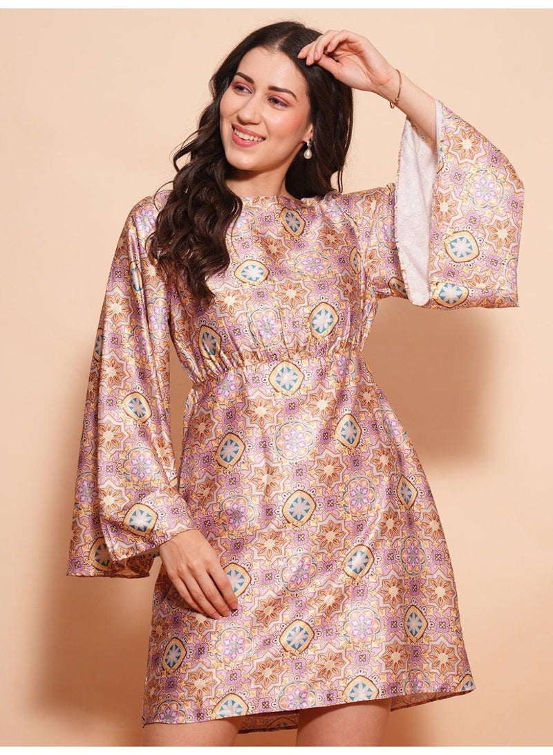 Globus Women's Dress Multi Party with Boat Neck and Flared Sleeves - Image 1