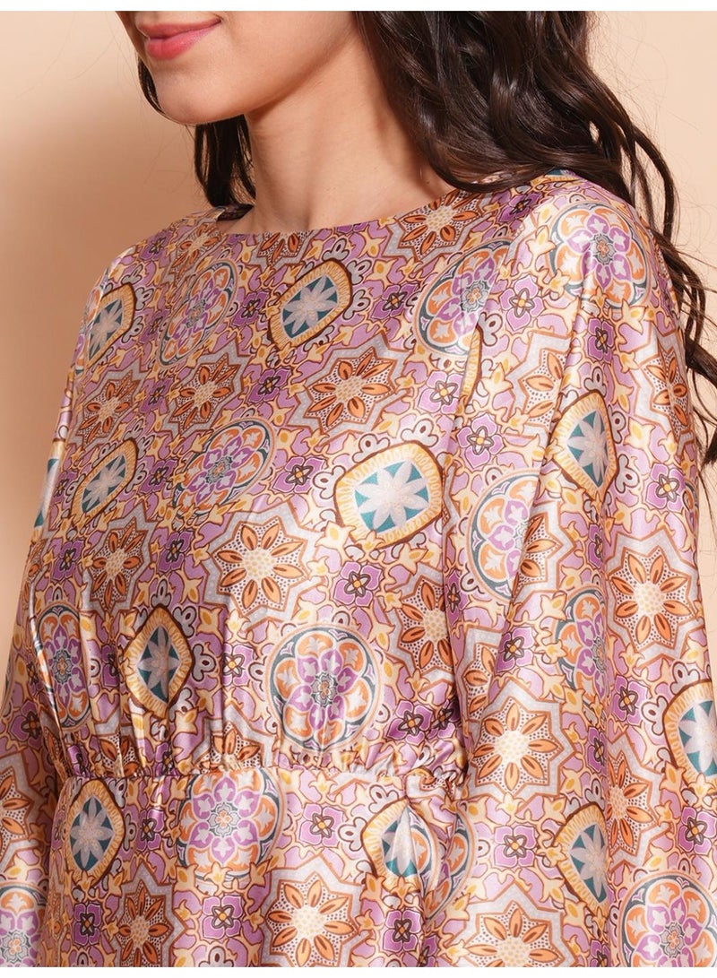 Globus Women's Dress Multi Party with Boat Neck and Flared Sleeves - Image 5
