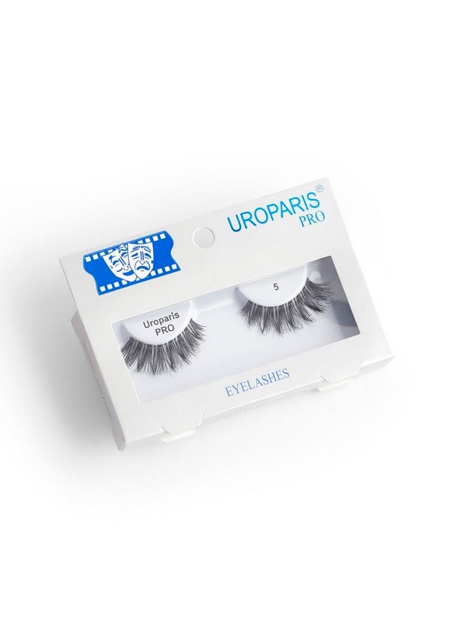 UROPARIS - Pro 5 Eyelashes For Women - Handmade Eye Lashes | Lightweight False Lashes With Premium Virgin Hair | Invisible Band | For Glam Look & Enhance Beauty (Black) - 1 Pair - Image 1