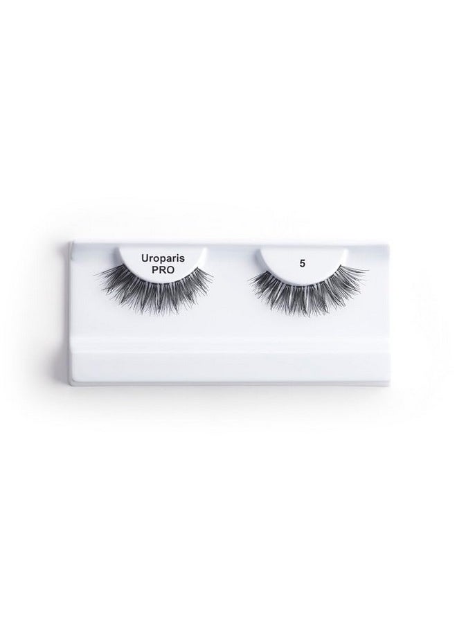 UROPARIS - Pro 5 Eyelashes For Women - Handmade Eye Lashes | Lightweight False Lashes With Premium Virgin Hair | Invisible Band | For Glam Look & Enhance Beauty (Black) - 1 Pair - Image 1