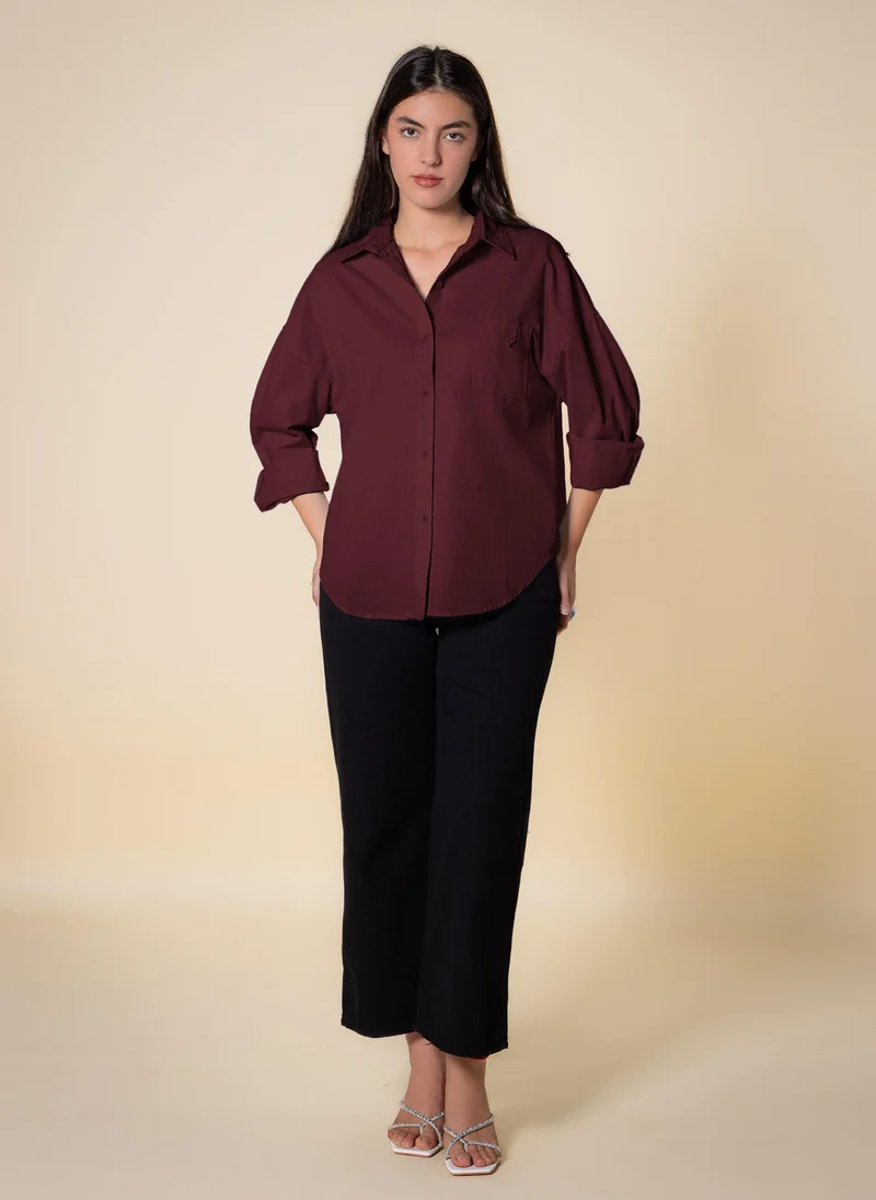 Shapes Brown DETAILED COMFORT SHIRT for Women | Best Price UAE