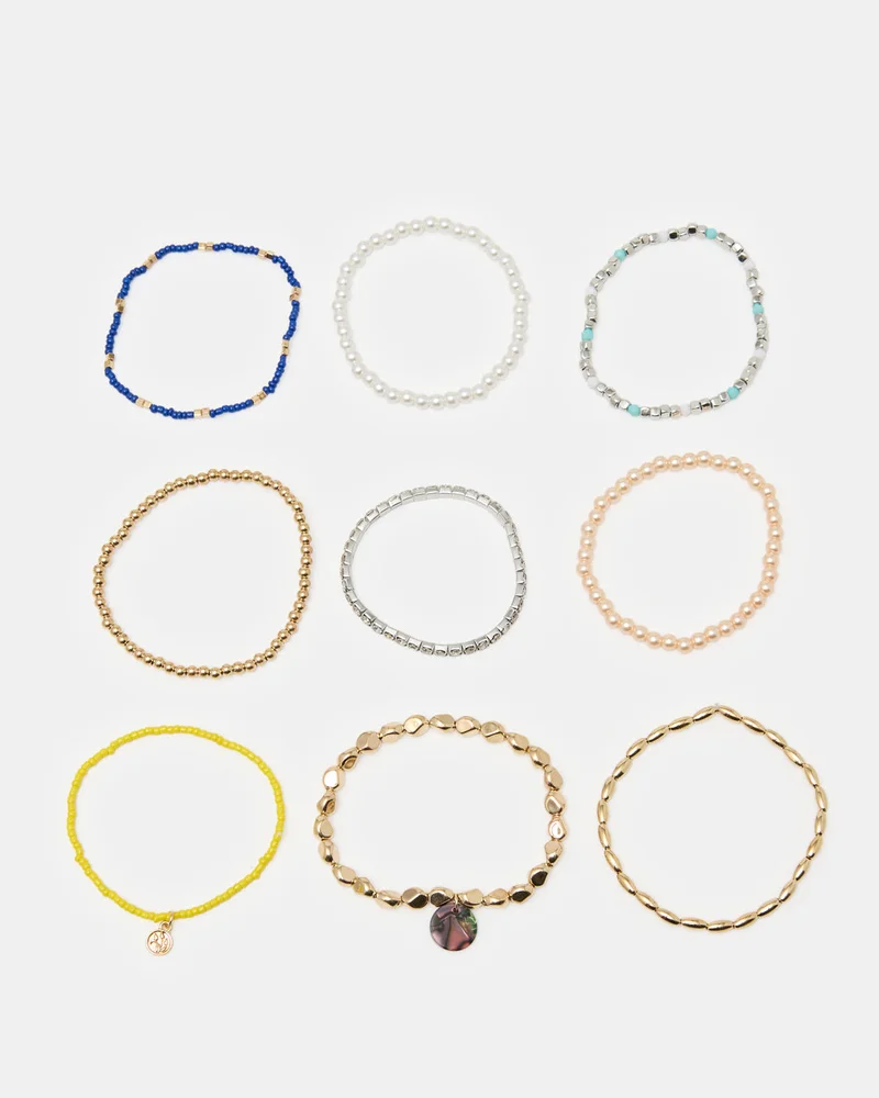REDTAG Women Assorted Embellished 9 Piece Bracelet Set