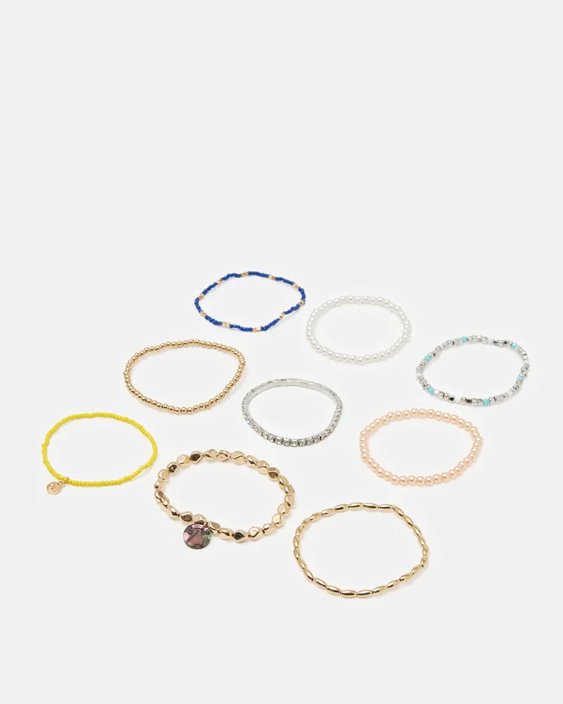 REDTAG Women Assorted Embellished 9 Piece Bracelet Set