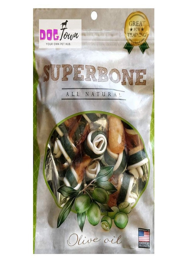 DOGTOWN Superbone All Natural Chicken Knotted Bone Dog Treat, 7 in 1 Dog Treat (Pack of 4) (Olive Oil) - Image 1