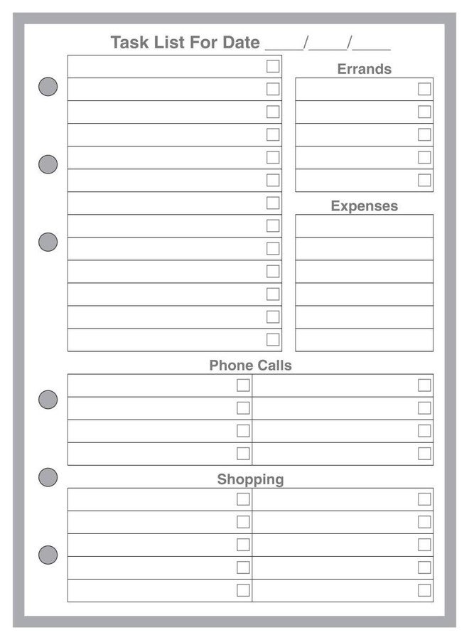 Handy Forms A6 Daily Task List & Planner Insert for 6-Ring Binders (4.1" x 5.8") - Image 1