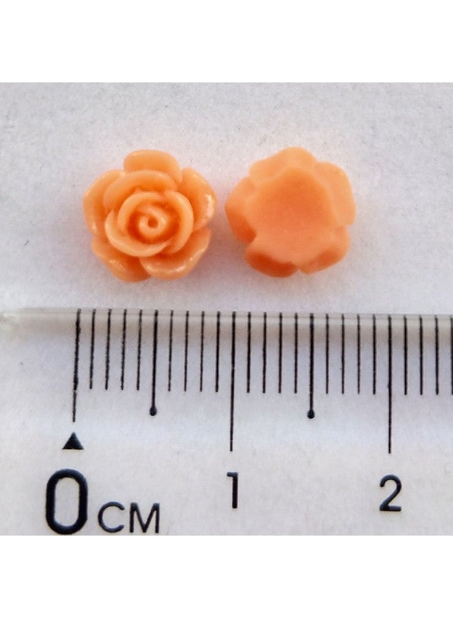 شينكو كرافت 100 قطعة عشوائية متنوعة من الألوان 8 مم من الراتنج على شكل زهرة الورد بظهر مسطح وخرز فضفاض للأطفال فيونكة يدوية (8 مم) - Image 5