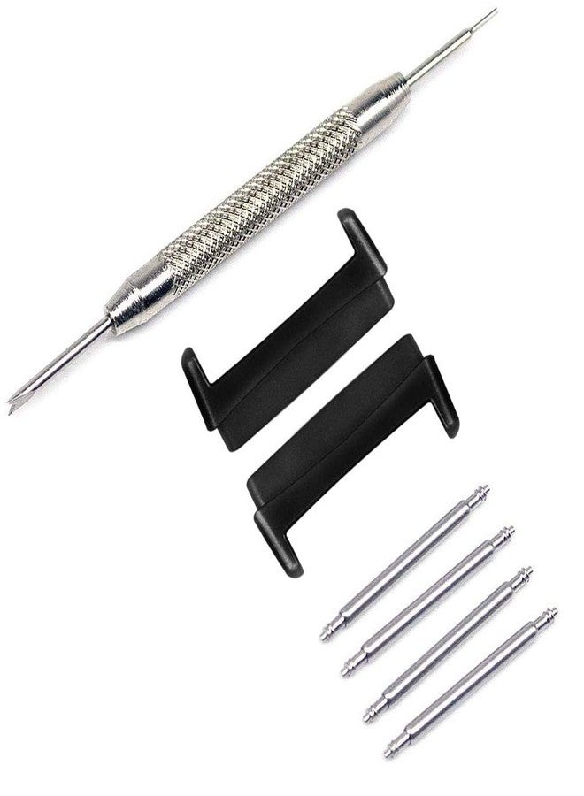 Sankel Stainless Steel Adapter Compatible for Fitbit Versa 4/3/Sense 2, Watch Band Metal Replacement Connection Adapter (Black-20mm Pins) - Image 1