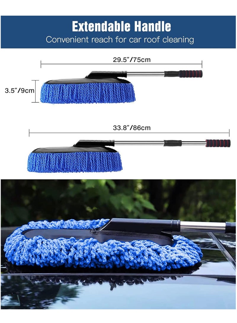 Car Duster, Extendable Long Handle Microfiber Car Duster Exterior Scratch Free Car Cleaning Tool, Car Dust Brush for Truck, Pickup, SUV, RV, Motorcycle, Boats and Home Cleaning (Blue)  - Image 5
