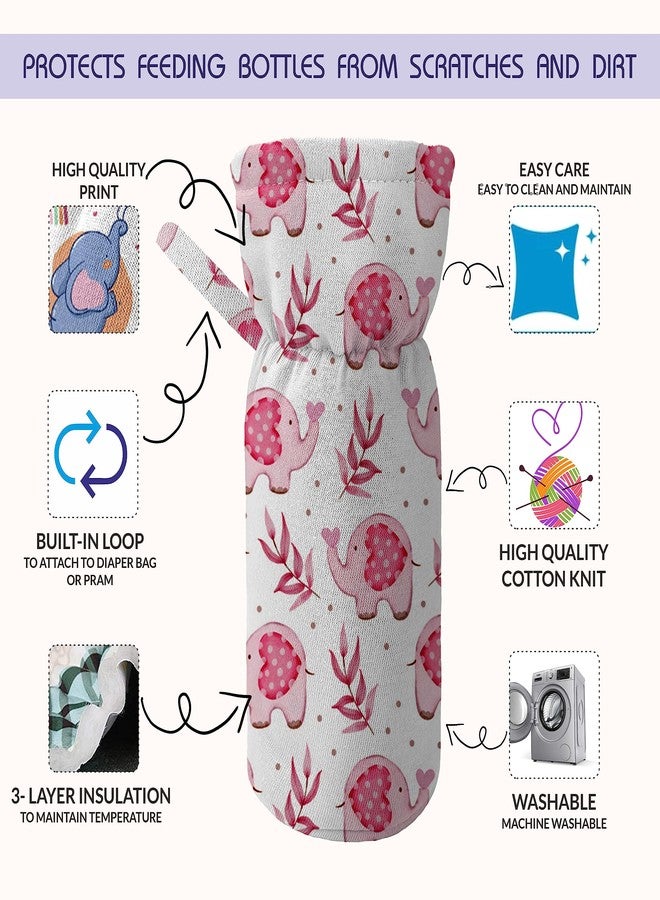 Custom Catch Soft Plush Baby Bottle Feeding Cover Tote Bag Carrier Bag Bottle Cover with Strap Pack of 2 (Daisy) - Image 3