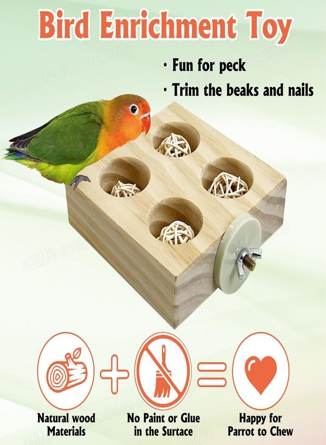 Hamiledyi Small Bird Foraging Toys,Wood Interactive Parakeet Toys for Cage, Bird Enrichment Toys for Conure Slow Feeder, Budgie Cage Toys Puzzle, Parrot Toys for Lovebirds Small Sized Birds(Medium) - Image 5