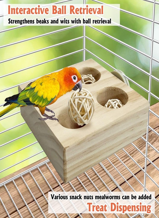 Hamiledyi Small Bird Foraging Toys,Wood Interactive Parakeet Toys for Cage, Bird Enrichment Toys for Conure Slow Feeder, Budgie Cage Toys Puzzle, Parrot Toys for Lovebirds Small Sized Birds(Medium) - Image 2