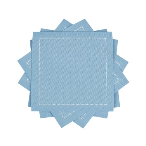 Five Star Napkins Luxury Cotton Cloth Cocktail Napkins - Bar Napkins, Party Napkins, Beverage Napkins, Events, Holiday, Wedding, Birthday, Parties - 4.5" x 4.5" - Disposable (50 x) Sky Blue - Image 4